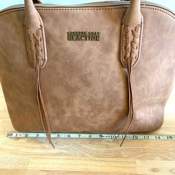 Kenneth Cole Reaction Tan Vegan Leather Satchel Handbag - Picture 10 of 11